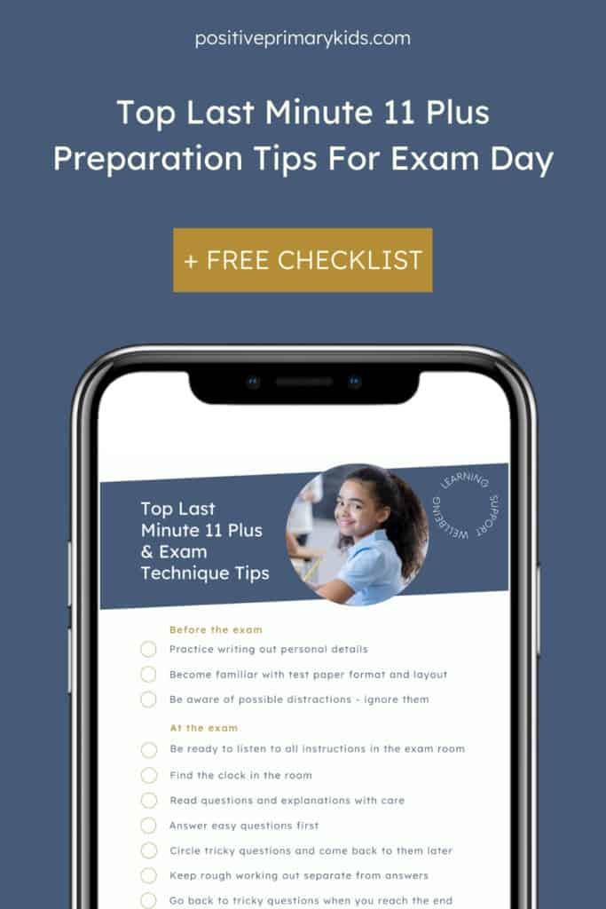 smartphone mockup with free printable for Top Last Minute 11 Plus Preparation Tips For Exam Day