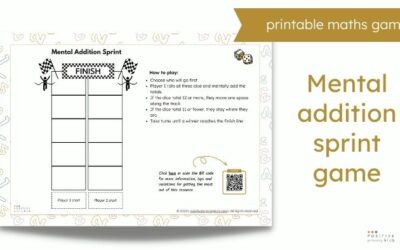 Single-digit addition game – Mental addition sprint printable