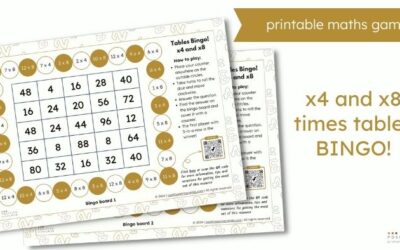 Free x4 and x8 times tables bingo game to print and play