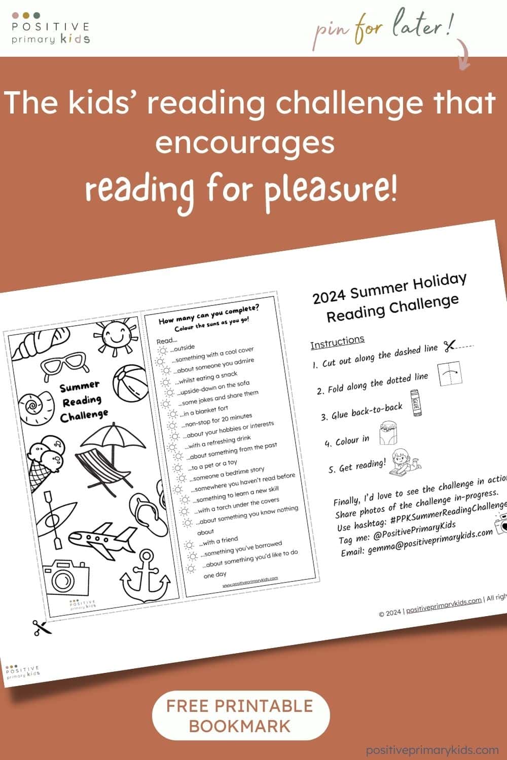 free printable kids summer reading challenge color-in bookmark