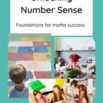 a collage of young children taking part in a range of number sense maths activities